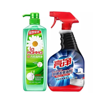 威露士正品包郵亮凈廚房去重油劑1L+媽媽壹選餐具凈800g