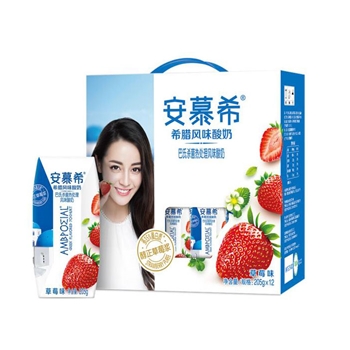 伊利 安慕希希臘風味酸奶草莓味205g×12盒 整箱裝酸奶