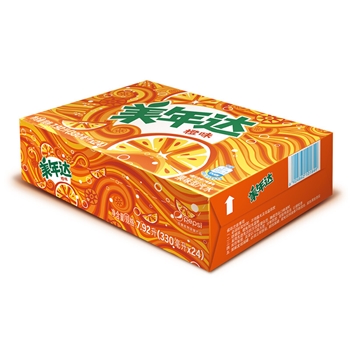 美年達橙味碳酸飲料330ml24聽 箱裝 罐裝果味汽水